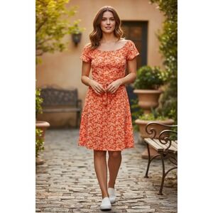 Stitch Fix Kaileigh Rebecca Floral Dress with Flutter Sleeves,‎ Coral, Size XSP